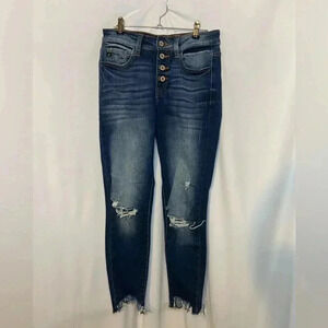 Women's Kancan Estilo Distressed Skinny Blue Jeans